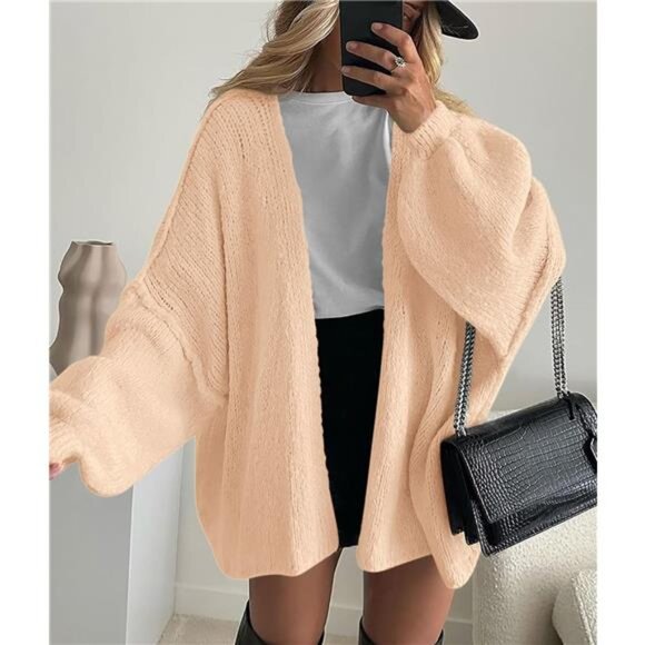 Womens Oversized Cardigan Sweaters Apricot - Picture 3 of 6